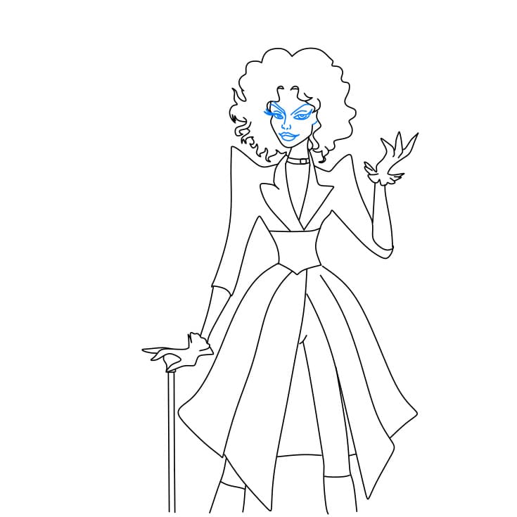 Hướng dẫn cách vẽ nhân vật Cruella de Vil đơn giản và đẹp cho bé - Bước 7