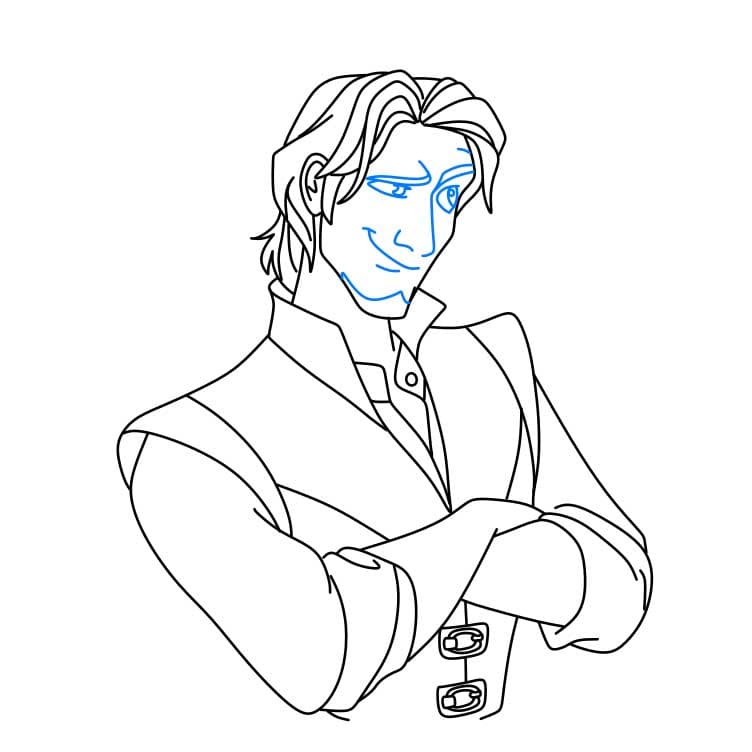 Hướng dẫn cách vẽ nhân vật Flynn Rider ranh mãnh và đơn giản cho bé - Bước 6