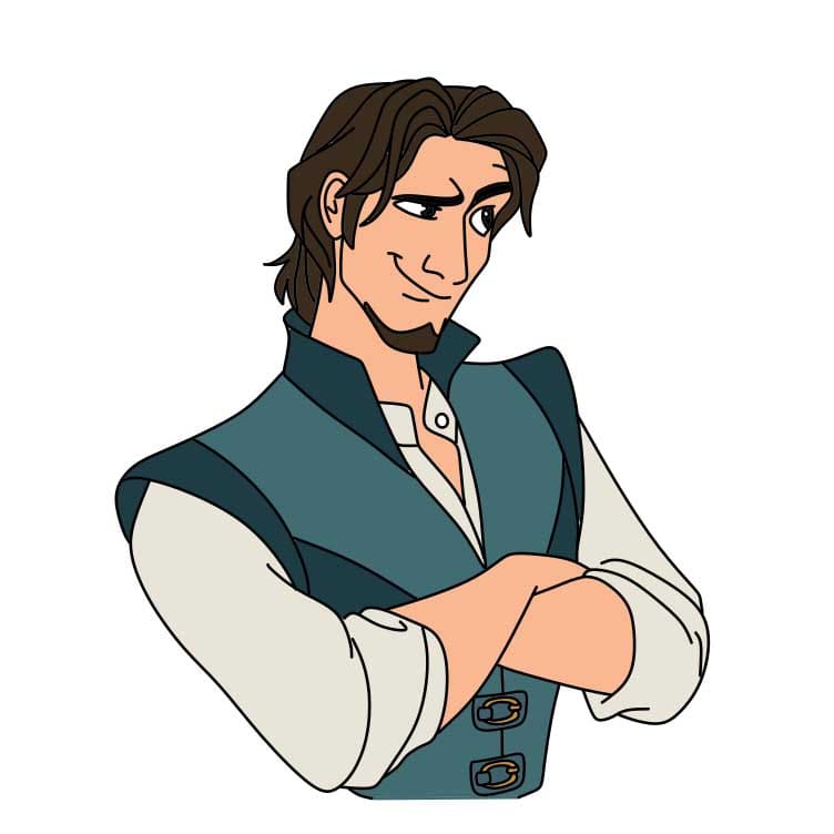Hướng dẫn cách vẽ nhân vật Flynn Rider ranh mãnh và đơn giản cho bé - Bước 7