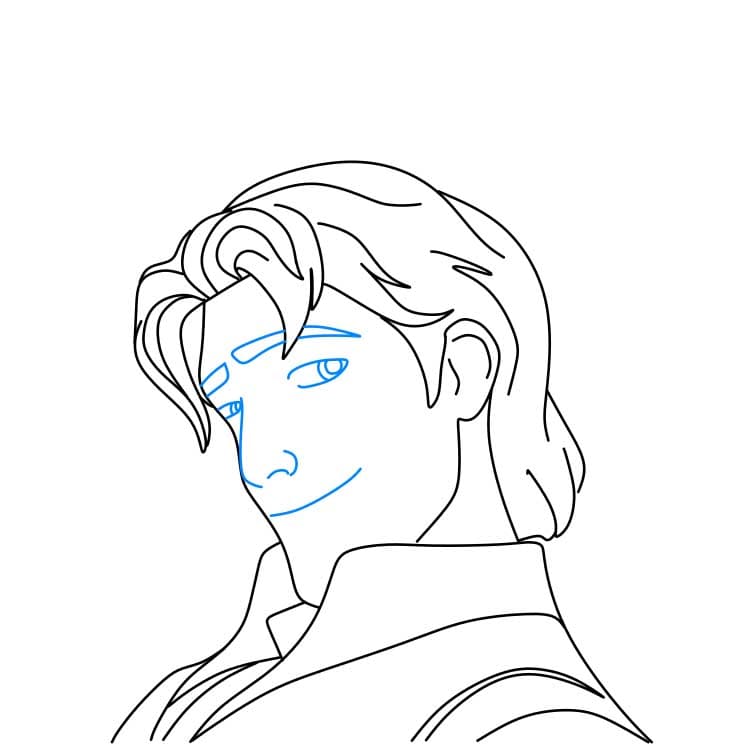 Hướng dẫn cách vẽ Flynn Rider chi tiết từng bước cho bé - Bước 5