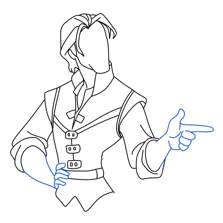 Hướng dẫn vẽ chàng Flynn Rider đang vui vẻ - Bước 4