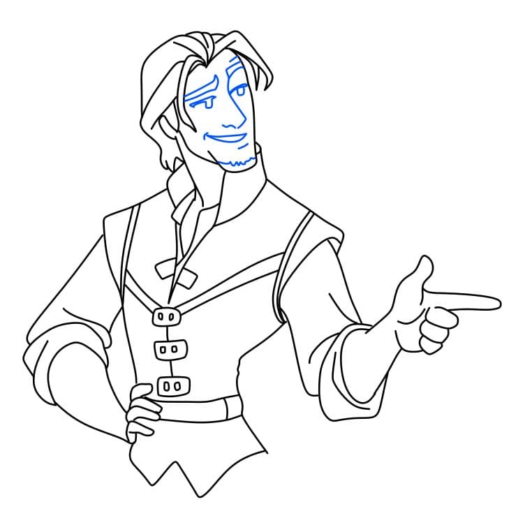 Hướng dẫn vẽ chàng Flynn Rider đang vui vẻ - Bước 5