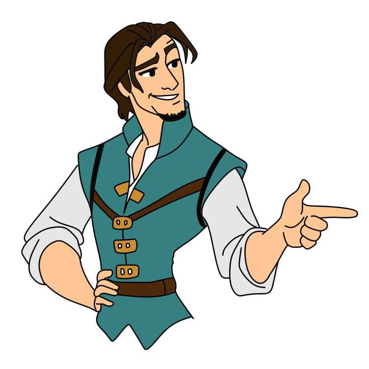 Hướng dẫn vẽ chàng Flynn Rider đang vui vẻ - Bước 6