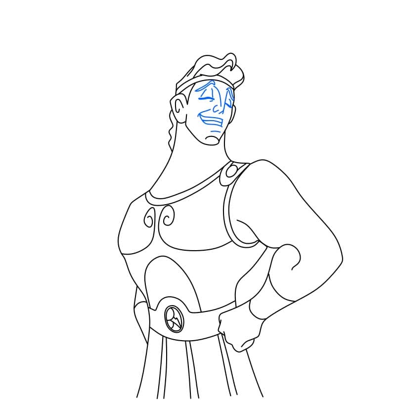 Hướng dẫn cách vẽ Hercules chi tiết từng bước cho bé - Bước 4