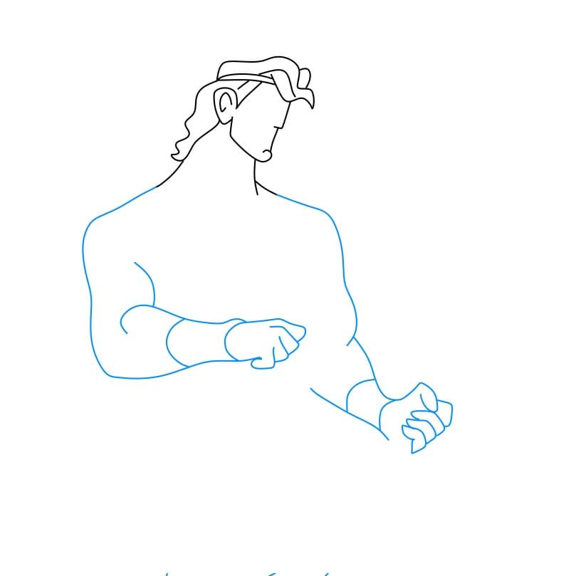 Hướng dẫn vẽ Á thần Hercules đang cầm cung tên - Bước 3