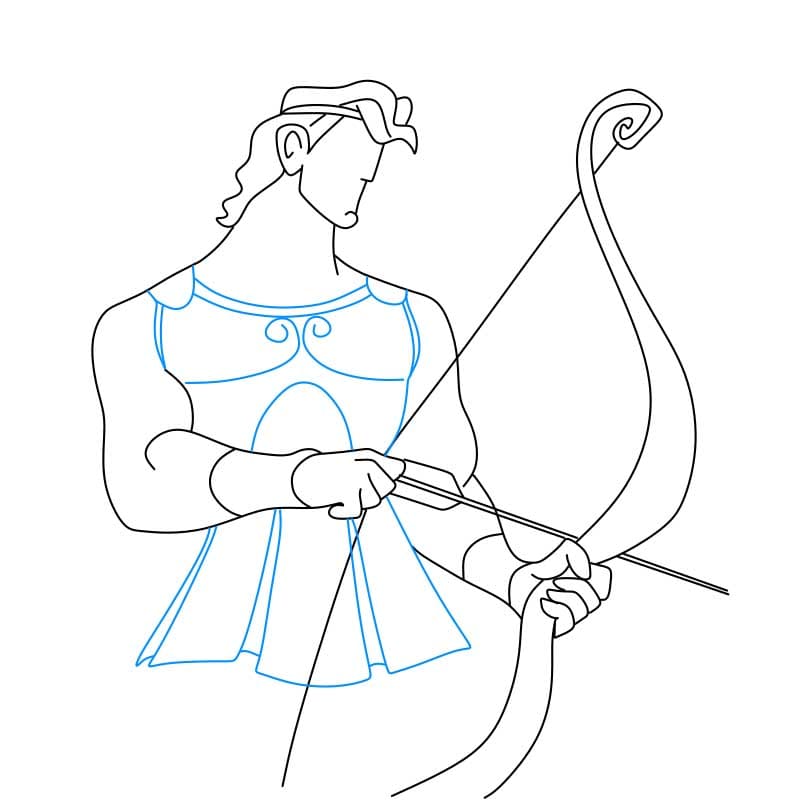 Hướng dẫn vẽ Á thần Hercules đang cầm cung tên - Bước 4