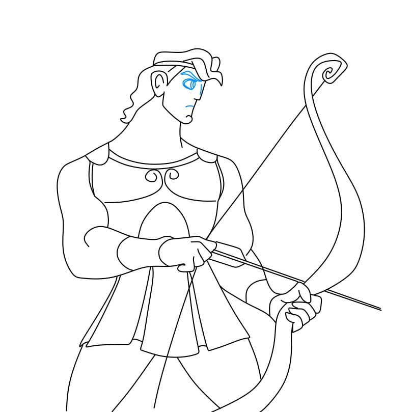 Hướng dẫn vẽ Á thần Hercules đang cầm cung tên - Bước 5