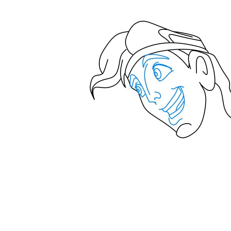 Hướng dẫn vẽ Á thần Hercules vui vẻ cho bé - Bước 3