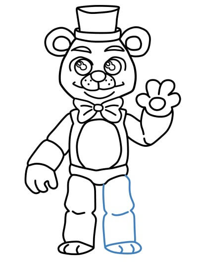 Hướng dẫn vẽ Freddy Fazbear vẫy tay chào - Bước 10