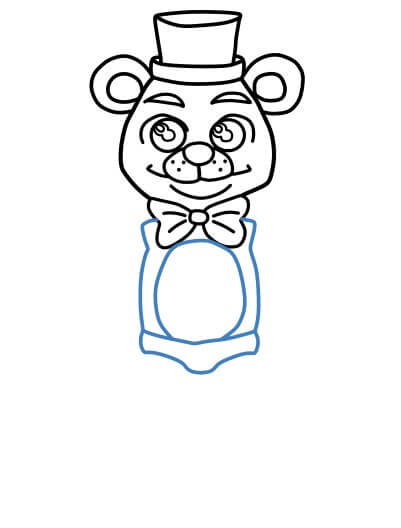 Hướng dẫn vẽ Freddy Fazbear vẫy tay chào - Bước 6