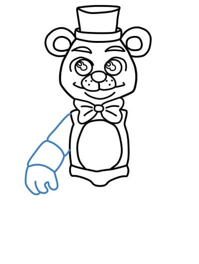 Hướng dẫn vẽ Freddy Fazbear vẫy tay chào - Bước 7
