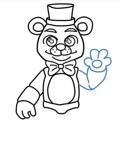Hướng dẫn vẽ Freddy Fazbear vẫy tay chào - Bước 8