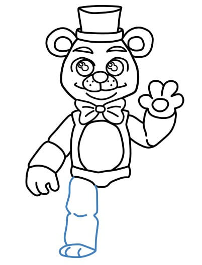 Hướng dẫn vẽ Freddy Fazbear vẫy tay chào - Bước 9