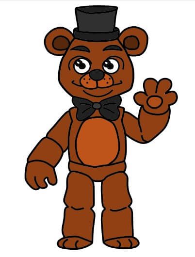 Hướng dẫn vẽ Freddy Fazbear vẫy tay chào