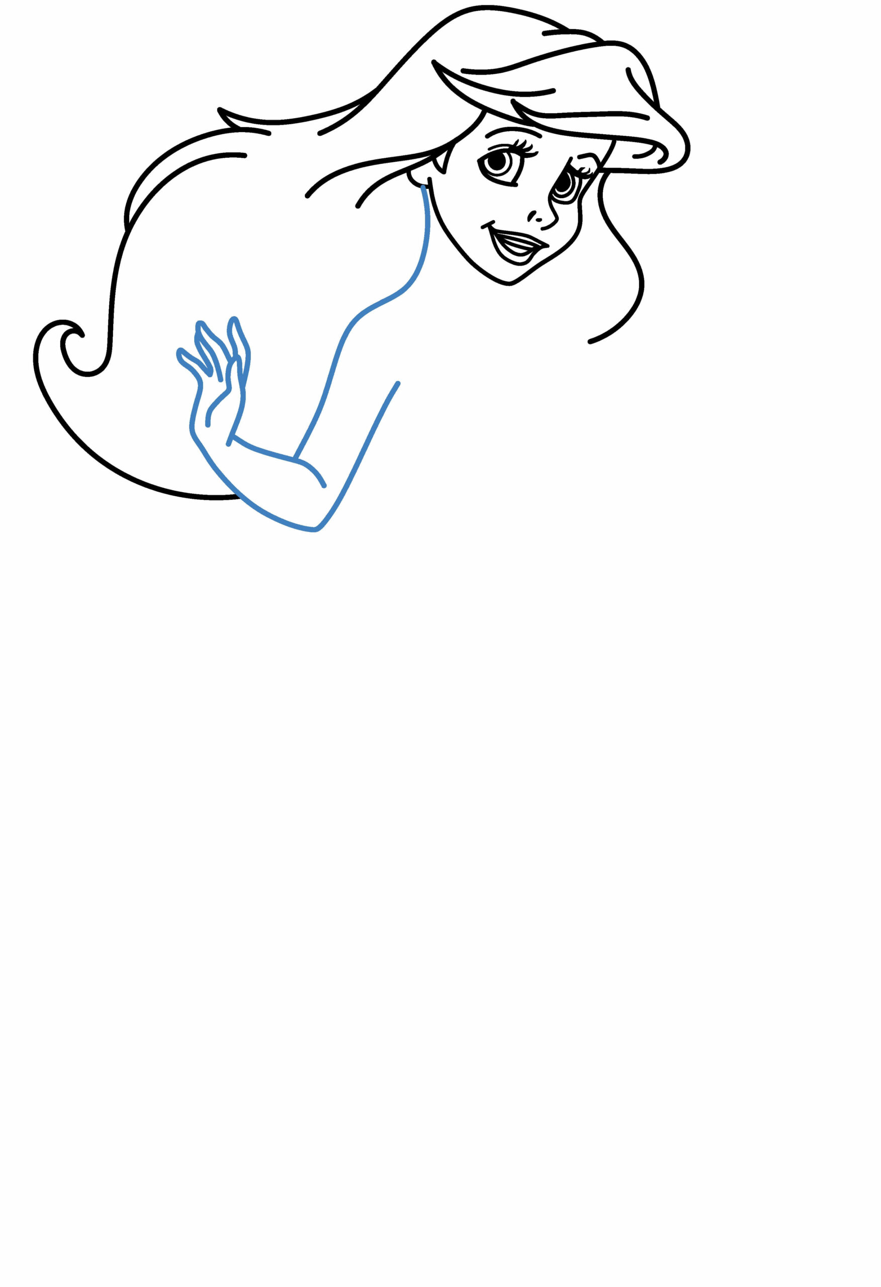 Hướng dẫn vẽ nàng tiên cá Ariel. - Bước 6