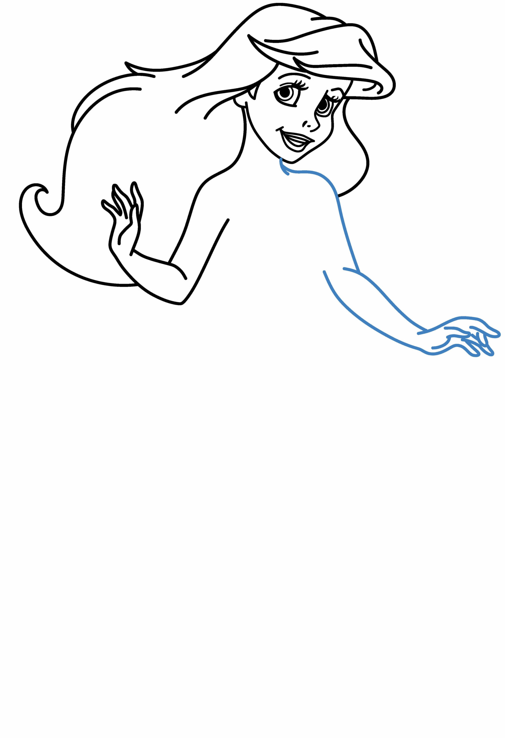 Hướng dẫn vẽ nàng tiên cá Ariel. - Bước 7