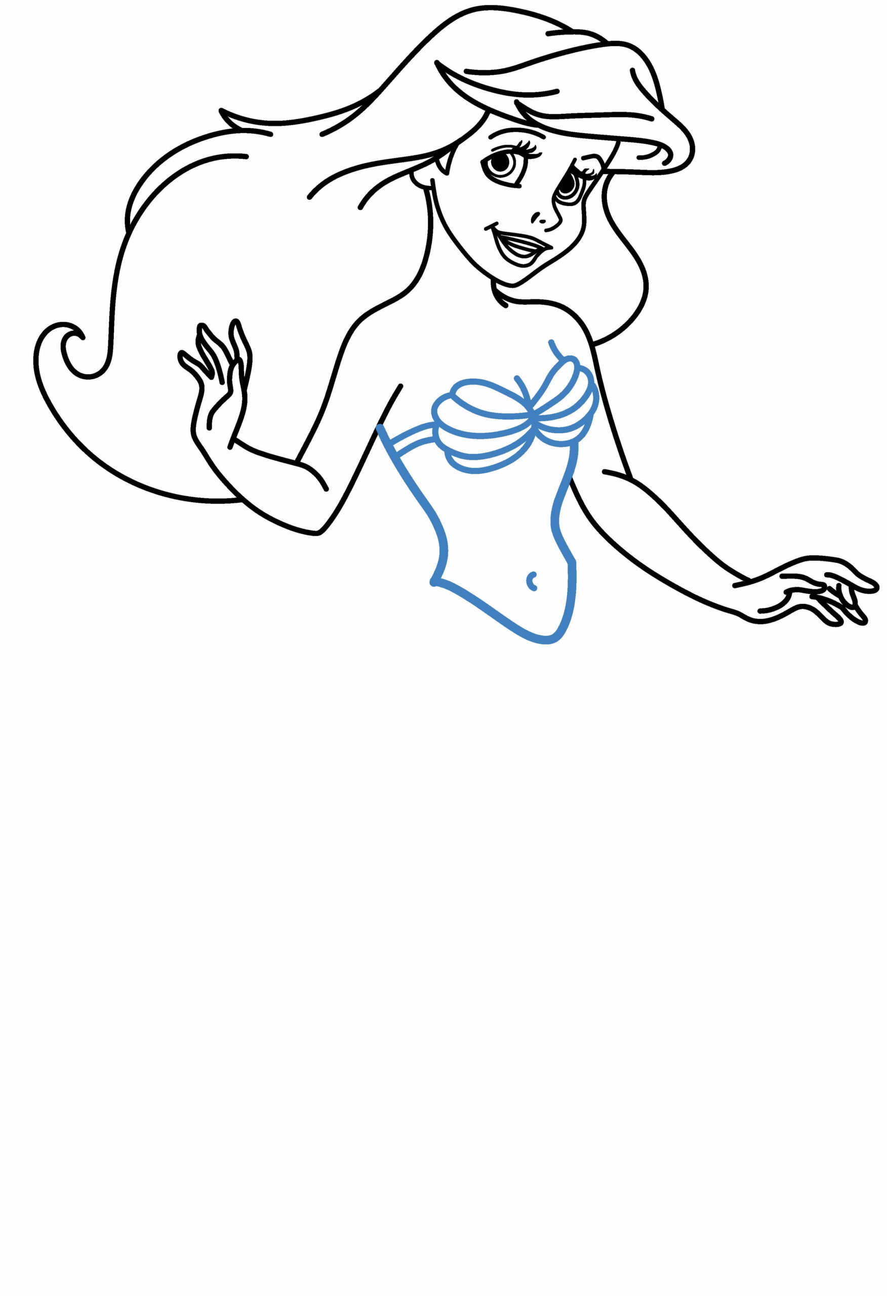 Hướng dẫn vẽ nàng tiên cá Ariel. - Bước 8