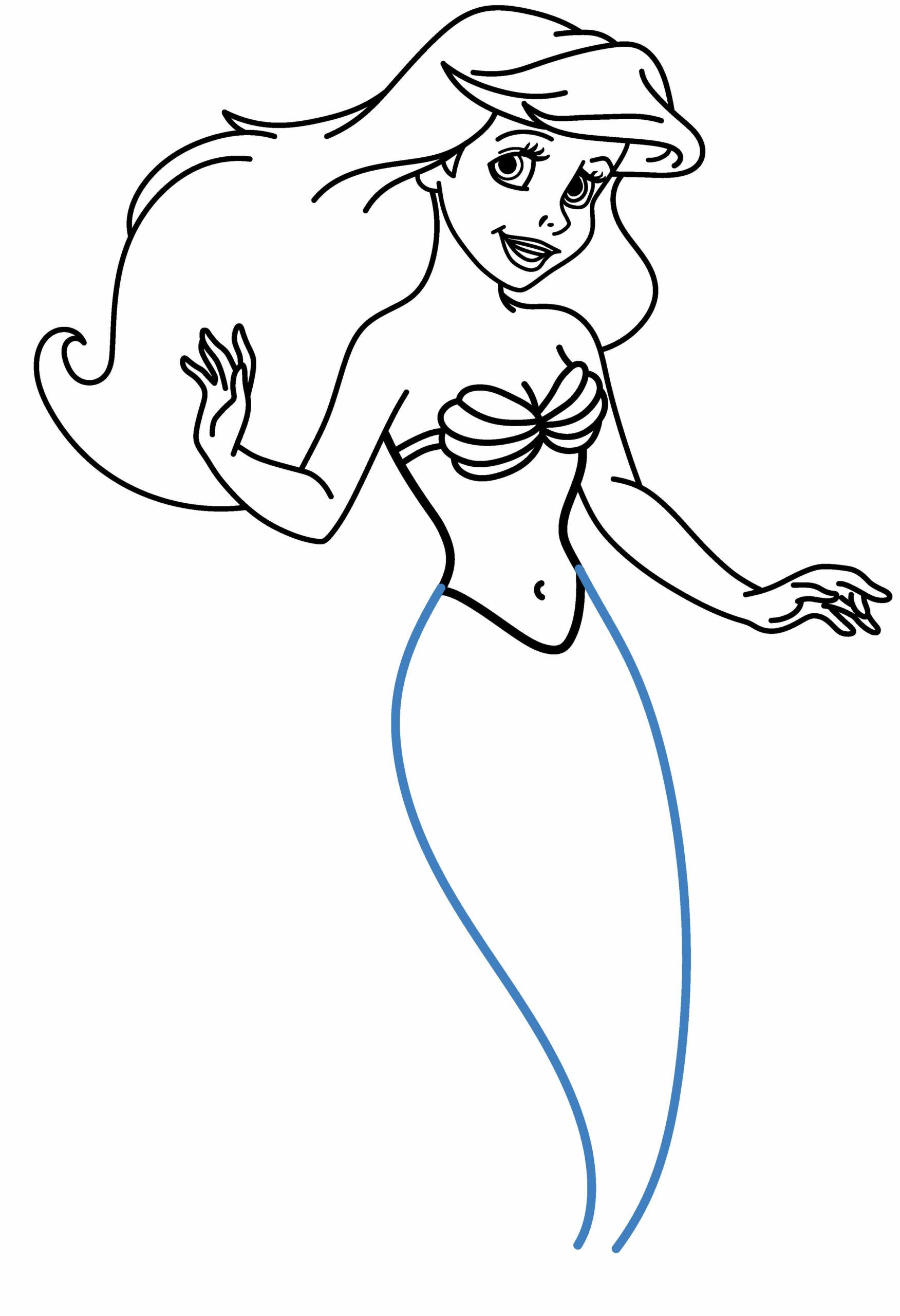 Hướng dẫn vẽ nàng tiên cá Ariel. - Bước 9