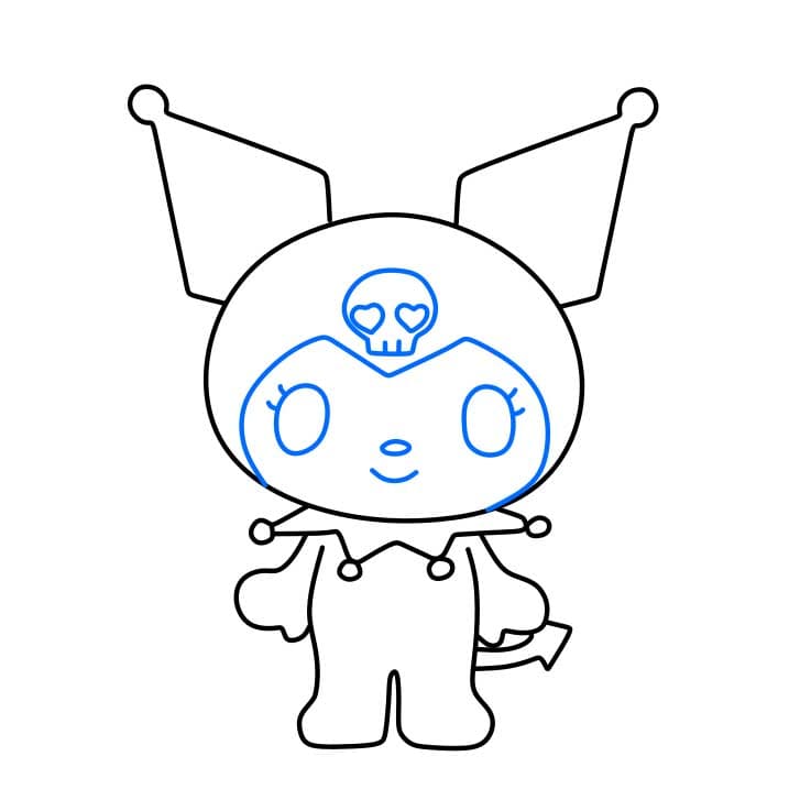 Hướng dẫn cách vẽ Kuromi đáng yêu và đơn giản cho bé - Bước 6