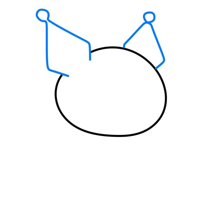 Hướng dẫn cách vẽ Kuromi chi tiết từng bước cho bé - Bước 2