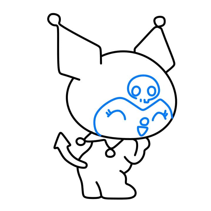 Hướng dẫn cách vẽ Kuromi chi tiết từng bước cho bé - Bước 5