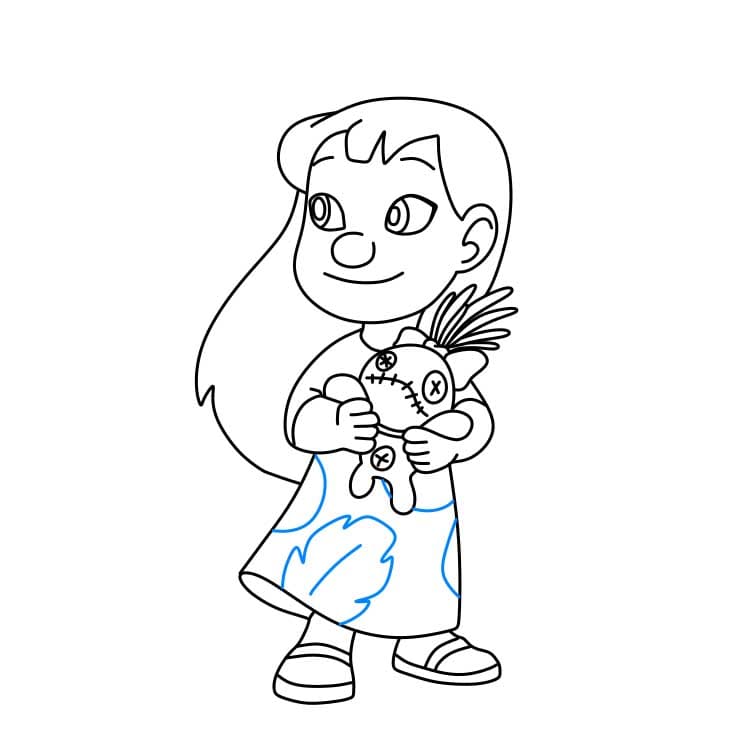 Hướng dẫn cách vẽ nhân vật Lilo Pelekai xinh đẹp và đơn giản cho bé - Bước 5