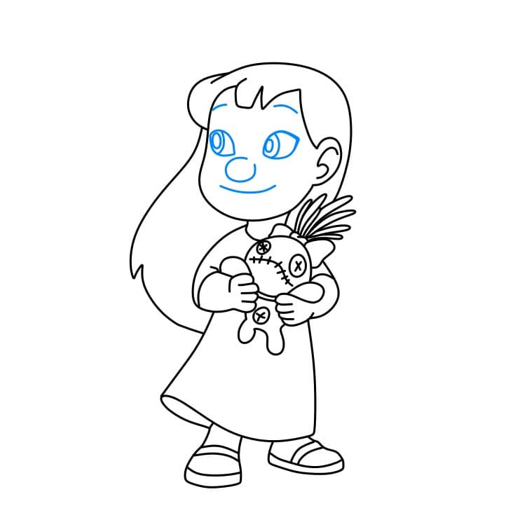 Hướng dẫn cách vẽ nhân vật Lilo Pelekai xinh đẹp và đơn giản cho bé - Bước 6