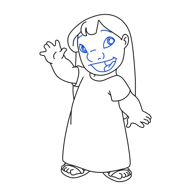 Hướng dẫn vẽ dễ dàng : nhân vật Lilo Pelekai - Bước 5