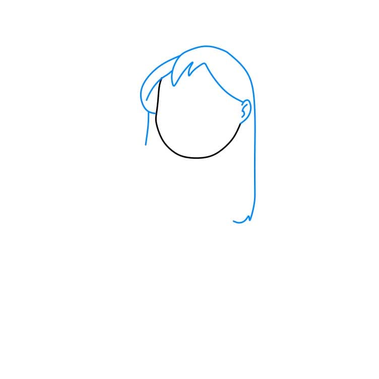 Hướng dẫn cách vẽ nhân vật Lilo Pelekai đang cầm con cá - Bước 2