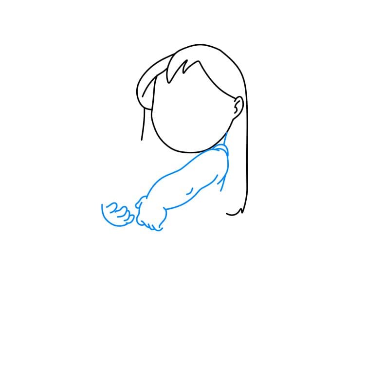 Hướng dẫn cách vẽ nhân vật Lilo Pelekai đang cầm con cá - Bước 3