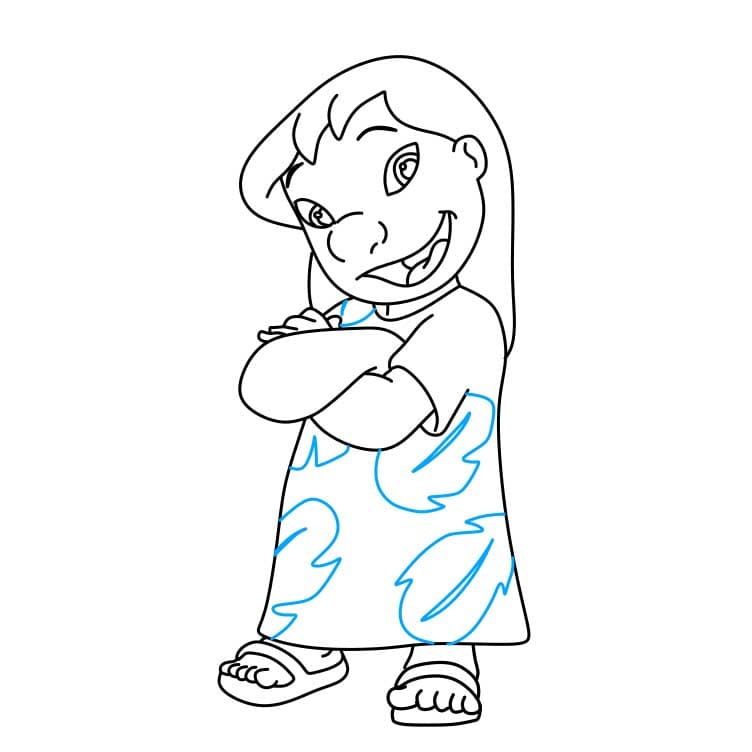 Hướng dẫn cách vẽ Lilo Pelekai chi tiết từng bước cho bé - Bước 6