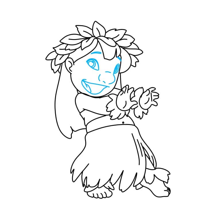 Hướng dẫn vẽ Lilo Pelekai đơn giản dễ thương - Bước 6