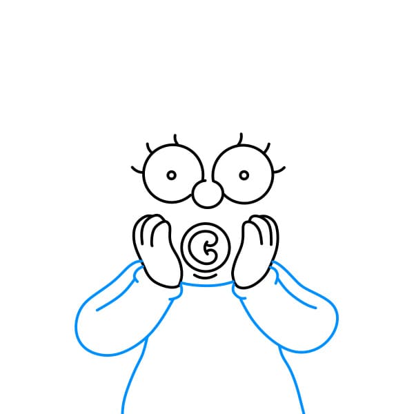 Hướng dẫn vẽ bé Maggie Simpson với vẻ mặt kinh ngạc - Bước 4