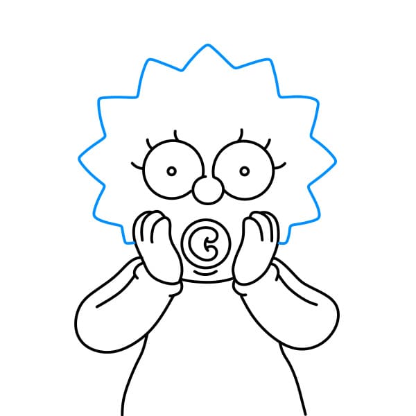 Hướng dẫn vẽ bé Maggie Simpson với vẻ mặt kinh ngạc - Bước 5