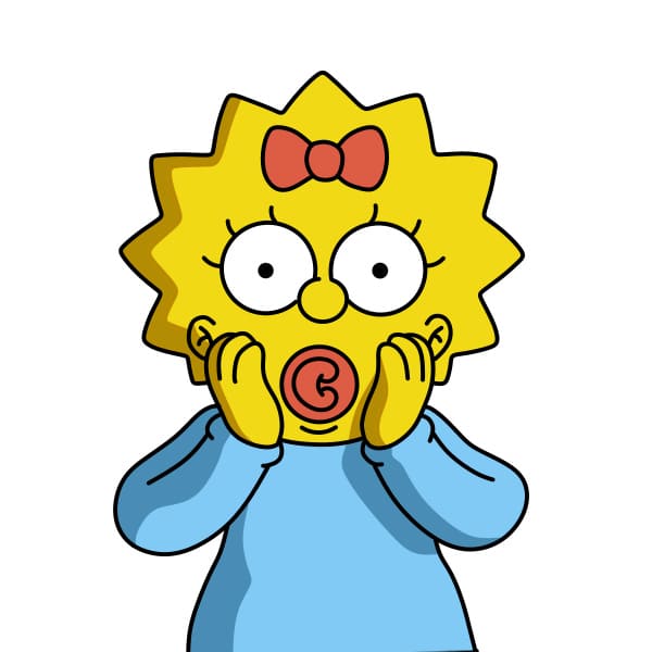 Hướng dẫn vẽ bé Maggie Simpson với vẻ mặt kinh ngạc - Bước 6