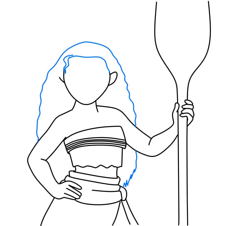 Hướng dẫn cách vẽ nhân vật Moana xinh đẹp và đơn giản cho bé - Bước 5