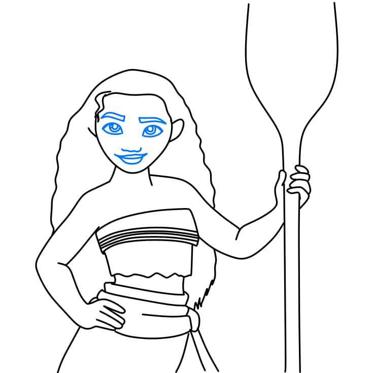 Hướng dẫn cách vẽ nhân vật Moana xinh đẹp và đơn giản cho bé - Bước 6