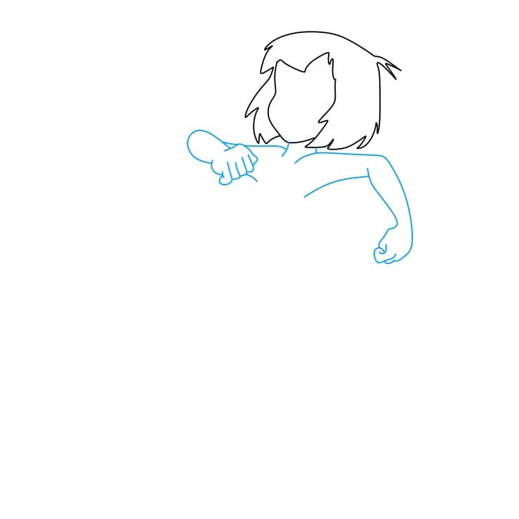 Hướng dẫn cách vẽ nhân vật Mowgli nghịch ngợm và đơn giản cho bé - Bước 3