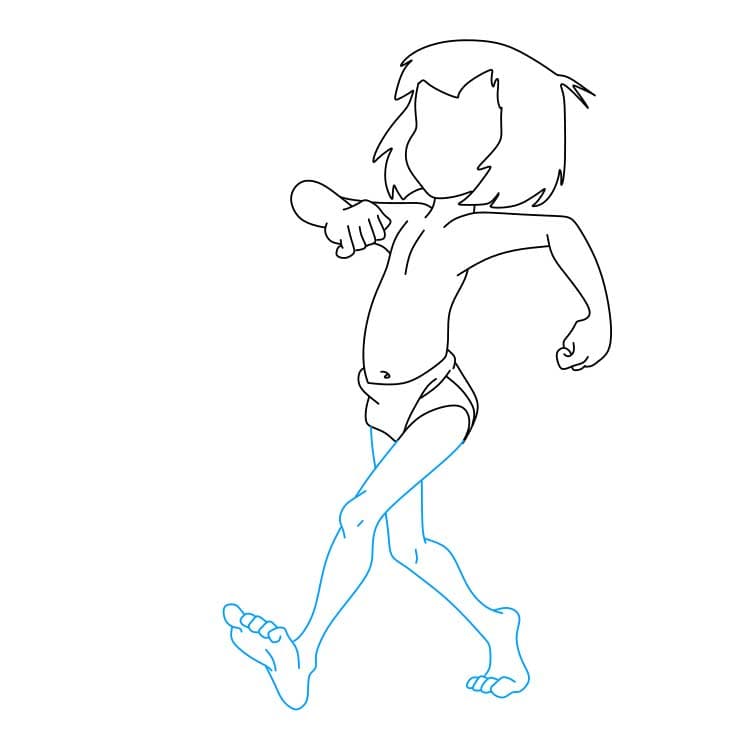 Hướng dẫn cách vẽ nhân vật Mowgli nghịch ngợm và đơn giản cho bé - Bước 5