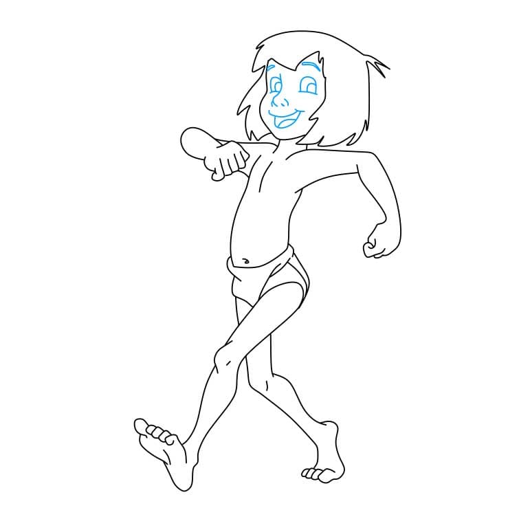 Hướng dẫn cách vẽ nhân vật Mowgli nghịch ngợm và đơn giản cho bé - Bước 6