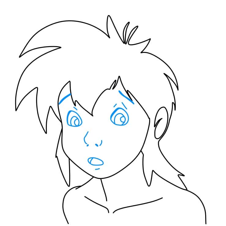 Hướng dẫn vẽ dễ dàng : cậu bé Mowgli - Bước 5