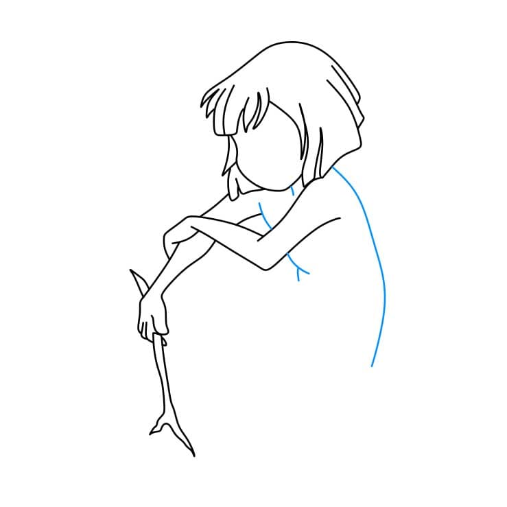 Hướng dẫn vẽ nhân vật Mowgli đang ngồi cho bé - Bước 4