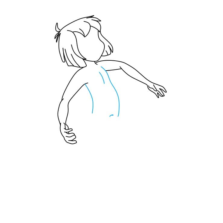 Hướng dẫn vẽ cậu bé rừng xanh ( Mowgli ) đơn giản dễ thương - Bước 4