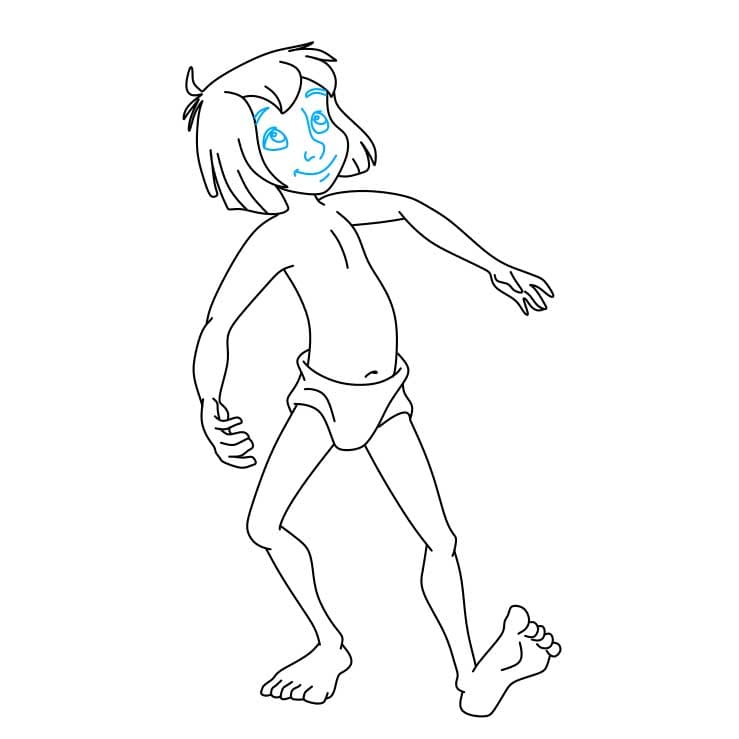 Hướng dẫn vẽ cậu bé rừng xanh ( Mowgli ) đơn giản dễ thương - Bước 5