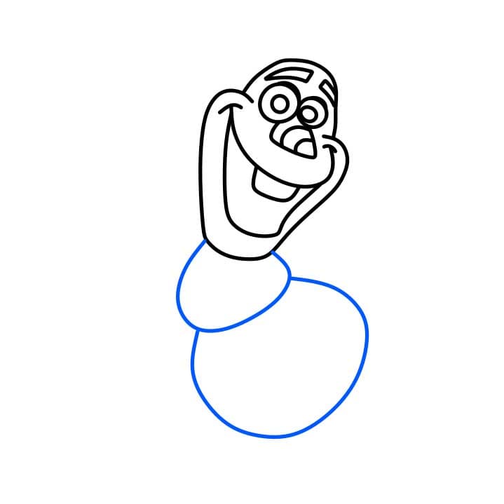 Hướng dẫn vẽ Olaf đơn giản dễ thương cho bé - Bước 2