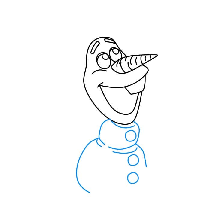 Làm thế nào để vẽ Olaf dễ thương cho trẻ em - Bước 3