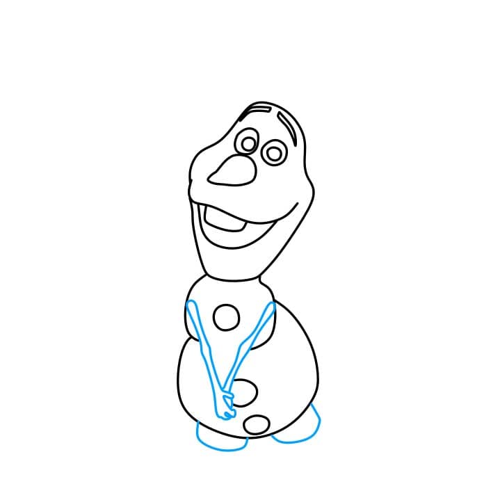 Hướng dẫn vẽ dễ dàng: Olaf đang vui vẻ - Bước 4