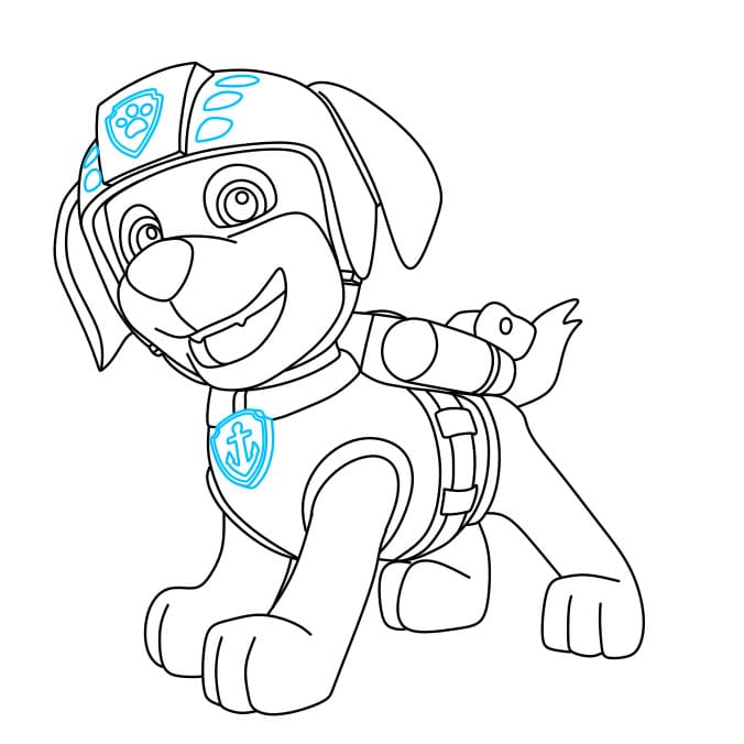 Hướng dẫn cách vẽ chú chó siêu anh hùng – Zuma đơn giản và đẹp - Bước 7