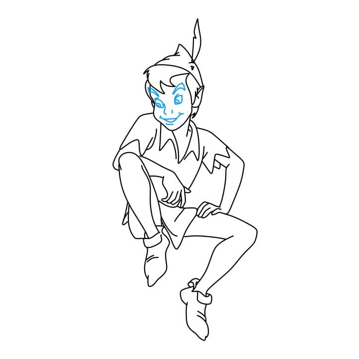 Hướng dẫn cách vẽ nhân vật Peter Pan chi tiết từng bước cho bé - Bước 6