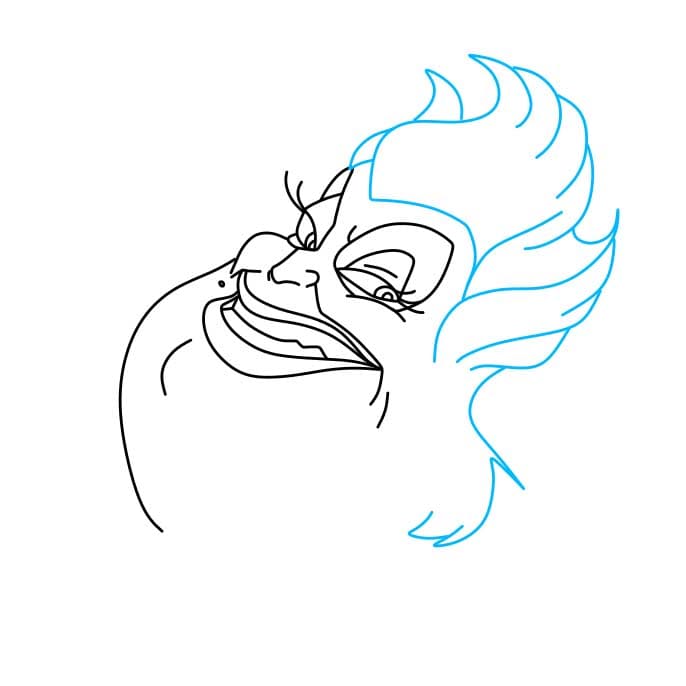 Hướng dẫn cách vẽ phù thủy biển Ursula đơn giản cho bé - Bước 4